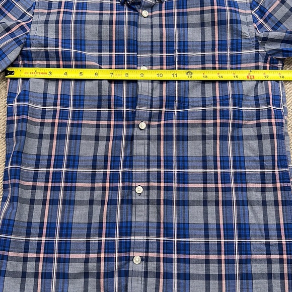 TAILORBYRD BOYS BLUE & PINK PLAID COTTON BUTTON DOWN SHIRT W/ CONTRASTING CUFFS - Picture 6 of 9